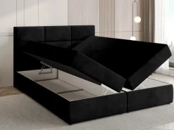 Łóżka Małżeńskie|Łóżka Ze Stelażem>BROMARKT Łóżko kontynentalne 180x200 cm z pojemnikiem na pościel BOSTON czarne welur