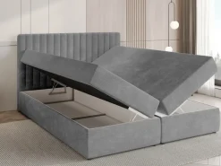 Łóżka Małżeńskie|Łóżka Ze Stelażem>BROMARKT Łóżko kontynentalne 180x200 cm z pojemnikiem na pościel DREAM szare