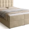 Meble Młodzieżowe|Łóżka Młodzieżowe>BROMARKT Łóżko kontynentalne 140x200 cm z pojemnikiem i materacem DETROIT beż