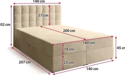 Meble Młodzieżowe|Łóżka Młodzieżowe></noscript>BROMARKT Łóżko kontynentalne 140x200 cm z pojemnikiem i materacem DETROIT beż