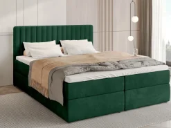 Łóżka Małżeńskie|Łóżka Ze Stelażem></noscript>BROMARKT Łóżko kontynentalne 180x200 cm z pojemnikiem na pościel DREAM butelkowa zieleń