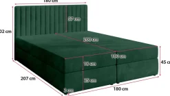 Łóżka Małżeńskie|Łóżka Ze Stelażem></noscript>BROMARKT Łóżko kontynentalne 180x200 cm z pojemnikiem na pościel DREAM butelkowa zieleń