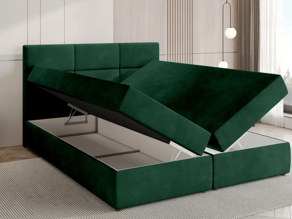 Łóżka Małżeńskie|Łóżka Ze Stelażem>BROMARKT Łóżko kontynentalne 160x200 cm z pojemnikiem na pościel BOSTON zieleń