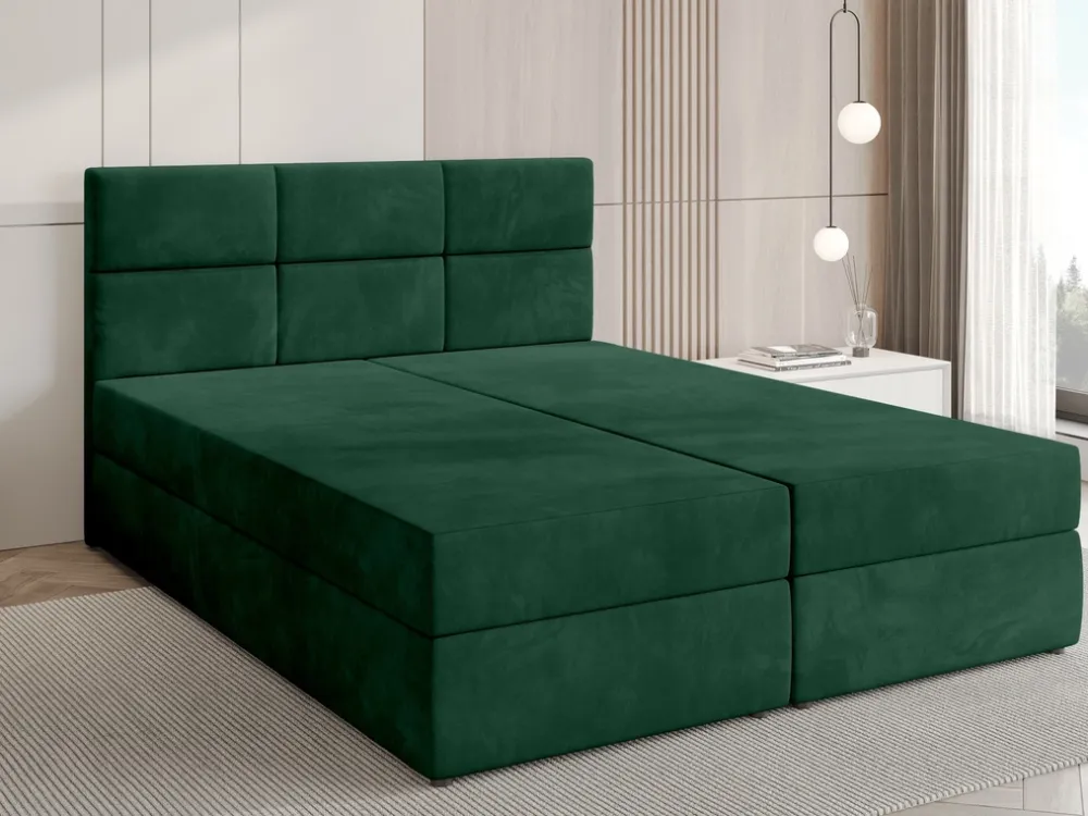 Łóżka Małżeńskie|Łóżka Ze Stelażem>BROMARKT Łóżko kontynentalne 160x200 cm z pojemnikiem na pościel BOSTON zieleń