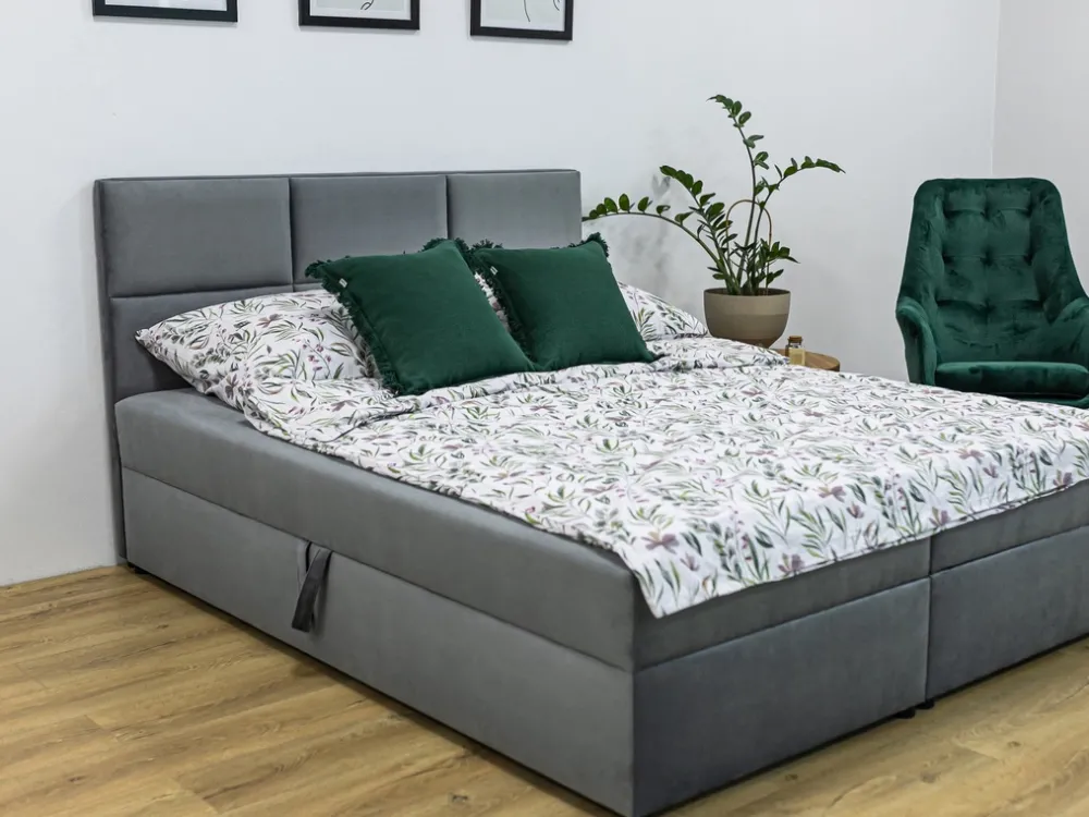 Łóżka Małżeńskie|Łóżka Ze Stelażem>BROMARKT Łóżko kontynentalne 160x200 cm z pojemnikiem na pościel BOSTON zieleń