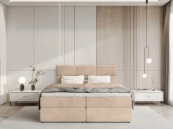 Meble Młodzieżowe|Łóżka Młodzieżowe></noscript>BROMARKT Łóżko kontynentalne 140x200 cm z pojemnikiem na pościel BOSTON beż