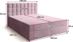 Łóżka Małżeńskie|Łóżka Ze Stelażem></noscript>BROMARKT Łóżko kontynentalne 160x200 cm z pojemnikiem DETROIT pudrowy róż