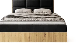Łóżka Małżeńskie|Łóżka Ze Stelażem></noscript>BROMARKT Łóżko kontynentalne 160x200 cm z pojemnikiem na pościel LOFT dąb artisan