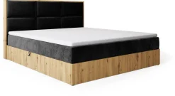 Łóżka Małżeńskie|Łóżka Ze Stelażem></noscript>BROMARKT Łóżko kontynentalne 160x200 cm z pojemnikiem na pościel LOFT dąb artisan