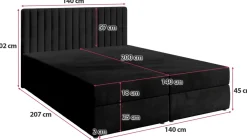 Meble Młodzieżowe|Łóżka Młodzieżowe></noscript>BROMARKT Łóżko kontynentalne 140x200 cm z pojemnikiem na pościel DREAM czarne