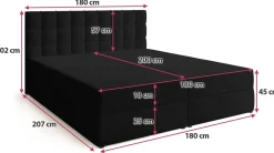 Łóżka Małżeńskie|Łóżka Ze Stelażem></noscript>BROMARKT Łóżko kontynentalne 180x200 cm z pojemnikiem na pościel DETROIT welur