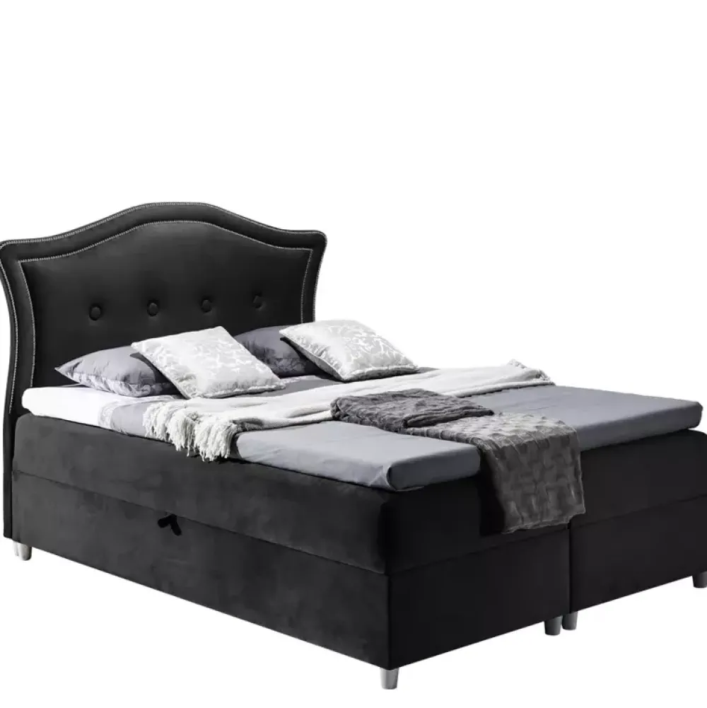 Łóżka Na Nóżkach|Łóżka Z Zagłówkiem>Gruszka Łóżko kontynentalne 160x200 czarne BRUNO