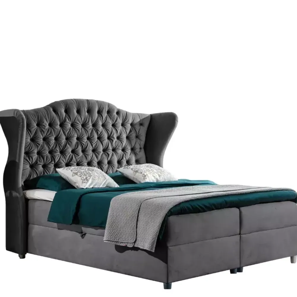 Łóżka Na Nóżkach|Łóżka Z Pojemnikiem>Gruszka Łóżko Kontynentalne 180x200 czarne LEON