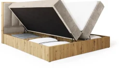 Łóżka Małżeńskie|Łóżka Ze Stelażem>BROMARKT Łóżko kontynentalne 160x200 do sypialni LOFT II z pojemnikiem dąb artisan