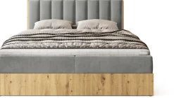 Łóżka Małżeńskie|Łóżka Ze Stelażem></noscript>BROMARKT Łóżko kontynentalne 160x200 do sypialni LOFT II z pojemnikiem dąb artisan