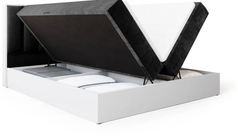 Łóżka Małżeńskie|Łóżka Ze Stelażem>BROMARKT Łóżko kontynentalne 160x200 do sypialni LOFT II z pojemnikiem biały