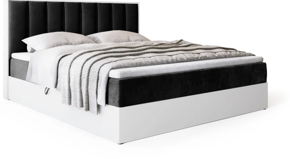 Łóżka Małżeńskie|Łóżka Ze Stelażem>BROMARKT Łóżko kontynentalne 160x200 do sypialni LOFT II z pojemnikiem biały