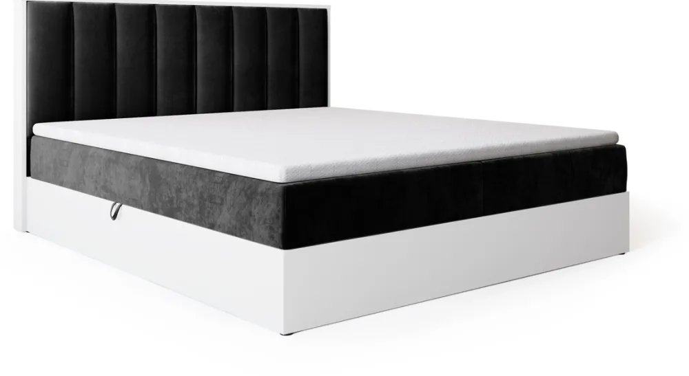 Łóżka Małżeńskie|Łóżka Ze Stelażem>BROMARKT Łóżko kontynentalne 160x200 do sypialni LOFT II z pojemnikiem biały