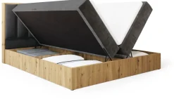 Łóżka Małżeńskie|Łóżka Ze Stelażem>BROMARKT Łóżko kontynentalne 180x200 do sypialni LOFT II z pojemnikiem dąb artisan