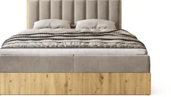 Łóżka Małżeńskie|Łóżka Ze Stelażem></noscript>BROMARKT Łóżko kontynentalne 180x200 do sypialni LOFT II z pojemnikiem dąb artisan