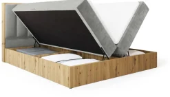 Łóżka Małżeńskie|Łóżka Ze Stelażem>BROMARKT Łóżko kontynentalne 180x200 do sypialni LOFT II z pojemnikiem dąb artisan
