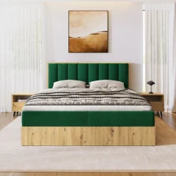 Łóżka Małżeńskie|Łóżka Ze Stelażem></noscript>BROMARKT Łóżko kontynentalne 180x200 do sypialni LOFT II z pojemnikiem dąb artisan
