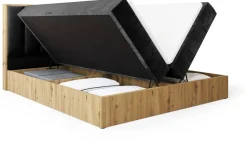 Meble Młodzieżowe|Łóżka Młodzieżowe>BROMARKT Łóżko kontynentalne 140x200 do sypialni LOFT II z pojemnikiem dąb artisan
