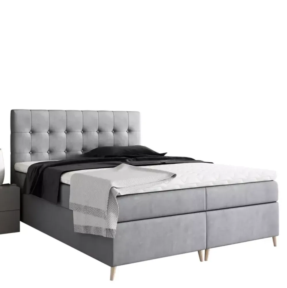 Łóżka Młodzieżowe|Łóżka Na Nóżkach>Gruszka Łóżko Kontynentalne 140x200 szare ALEX