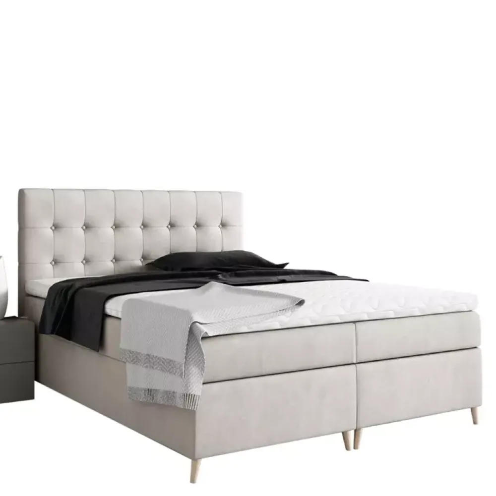 Łóżka Młodzieżowe|Łóżka Na Nóżkach>Gruszka Łóżko Kontynentalne 140x200 szare ALEX