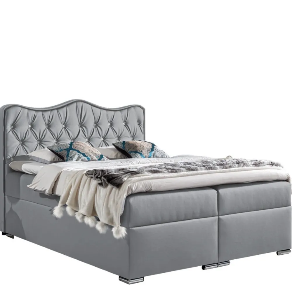 Łóżka Na Nóżkach|Łóżka Z Zagłówkiem>Gruszka Łóżko Kontynentalne 160x200 szare STEFAN