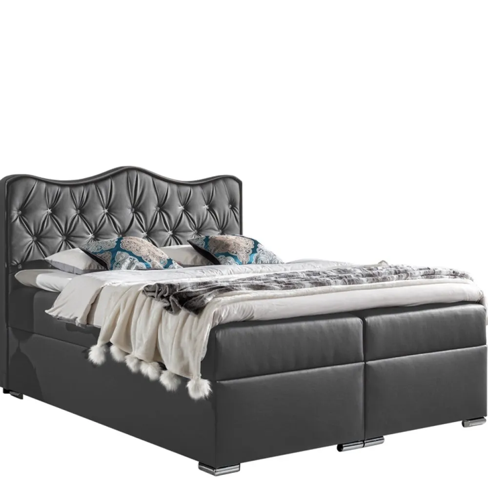 Łóżka Na Nóżkach|Łóżka Z Zagłówkiem>Gruszka Łóżko Kontynentalne 160x200 szare STEFAN