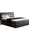 Łóżka Z Pojemnikiem|Łóżka Czarne>Gruszka Łóżko Kontynentalne 200x200 z czarnej ekoskóry DENIS