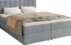 Łóżka Małżeńskie|Łóżka Ze Stelażem>BROMARKT Łóżko kontynentalne z pojemnikiem na pościel 160x200 cm DENVER szare