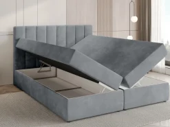 Łóżka Małżeńskie|Łóżka Ze Stelażem>BROMARKT Łóżko kontynentalne z pojemnikiem na pościel 160x200 cm DENVER szare