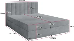 Łóżka Małżeńskie|Łóżka Ze Stelażem></noscript>BROMARKT Łóżko kontynentalne z pojemnikiem na pościel 160x200 cm DENVER szare