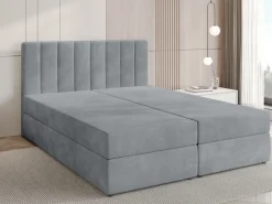 Łóżka Małżeńskie|Łóżka Ze Stelażem></noscript>BROMARKT Łóżko kontynentalne z pojemnikiem na pościel 160x200 cm DENVER szare