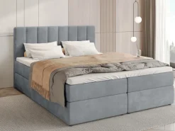 Łóżka Małżeńskie|Łóżka Ze Stelażem></noscript>BROMARKT Łóżko kontynentalne z pojemnikiem na pościel 160x200 cm DENVER szare