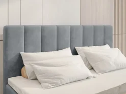 Łóżka Małżeńskie|Łóżka Ze Stelażem></noscript>BROMARKT Łóżko kontynentalne z pojemnikiem na pościel 160x200 cm DENVER szare