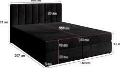 Łóżka Małżeńskie|Łóżka Ze Stelażem></noscript>BROMARKT Łóżko kontynentalne z pojemnikiem 160x200 cm DENVER welur