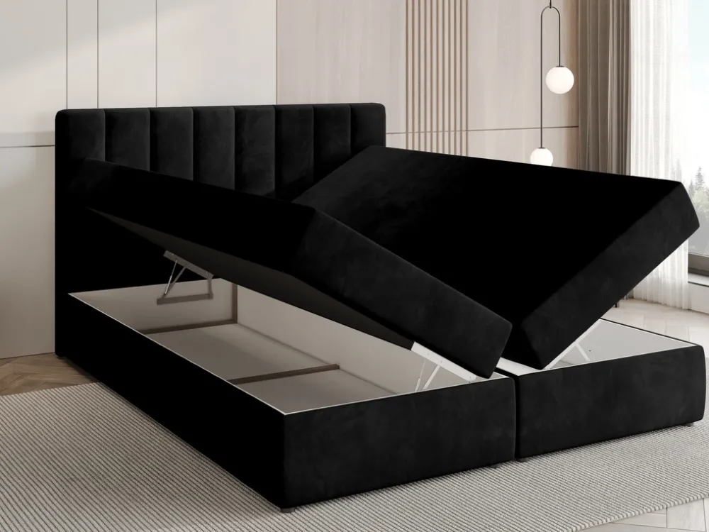 Łóżka Małżeńskie|Łóżka Ze Stelażem>BROMARKT Łóżko kontynentalne z pojemnikiem 180x200 cm DENVER welur