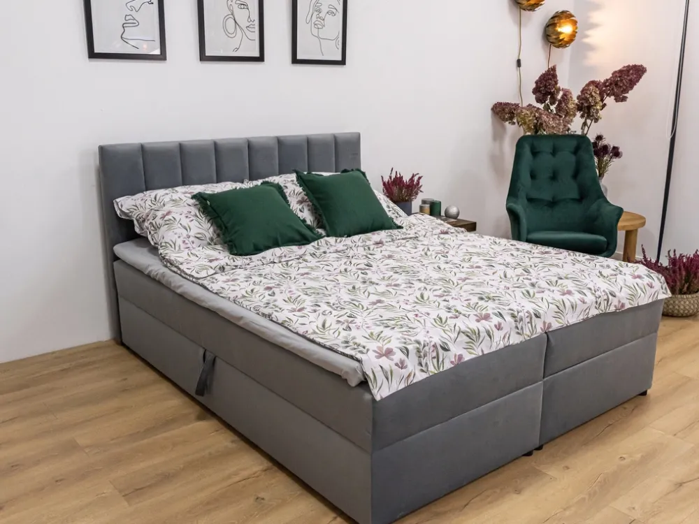 Łóżka Małżeńskie|Łóżka Ze Stelażem>BROMARKT Łóżko kontynentalne z pojemnikiem 180x200 cm DENVER welur