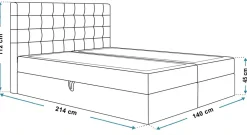 Łóżka Młodzieżowe|Łóżka Ze Stelażem></noscript>Riban Łóżko kontynentalne z pojemnikiem na pościel 140x200 cm ZANTE pikowane