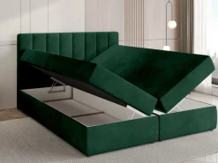 Łóżka Małżeńskie|Łóżka Ze Stelażem>BROMARKT Łóżko kontynentalne z pojemnikiem na pościel 180x200 cm DENVER butelkowa zieleń