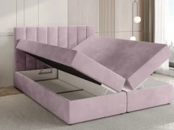 Łóżka Małżeńskie|Łóżka Ze Stelażem>BROMARKT Łóżko kontynentalne z pojemnikiem na pościel 160x200 cm DENVER pudrowy róż