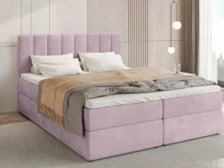 Łóżka Małżeńskie|Łóżka Ze Stelażem></noscript>BROMARKT Łóżko kontynentalne z pojemnikiem na pościel 160x200 cm DENVER pudrowy róż