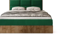 Łóżka Małżeńskie|Łóżka Ze Stelażem></noscript>BROMARKT Łóżko kontynentalne z tapicerowanym zagłówkiem 180x200 cm LOFT dąb lefkas