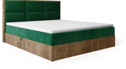 Łóżka Małżeńskie|Łóżka Ze Stelażem></noscript>BROMARKT Łóżko kontynentalne z tapicerowanym zagłówkiem 180x200 cm LOFT dąb lefkas