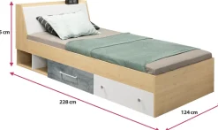 Meble Dla Dzieci|Łóżka Młodzieżowe>MEBLAR Łóżko młodzieżowe 120x200 z szufladami i schowkiem SLEEK