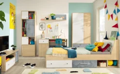 Meble Dla Dzieci|Łóżka Młodzieżowe></noscript>MEBLAR Łóżko młodzieżowe 120x200 z szufladami i schowkiem SLEEK