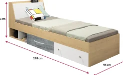 Meble Dla Dzieci|Łóżka Młodzieżowe>MEBLAR Łóżko młodzieżowe 90x200 z szufladami i schowkiem SLEEK